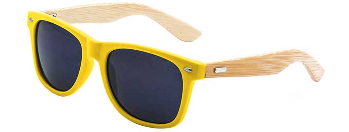 Neon Yellow Retro Bamboo Sunglasses
