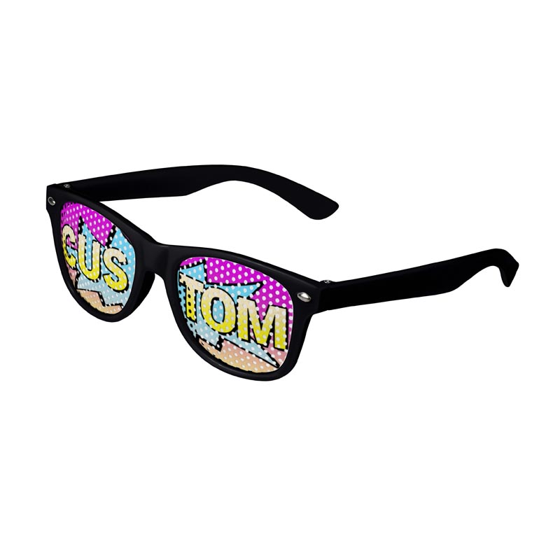 Kids Logo Lenses Custom Printed Lenses Retro Sunglasses Black