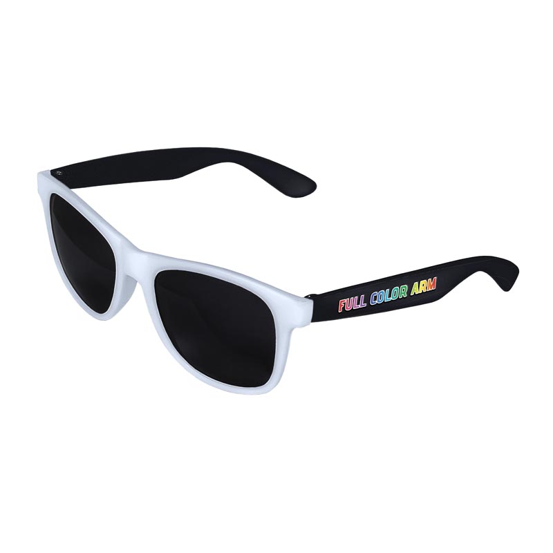 Retro 2 Tone Tinted Lens Sunglasses - White Front / Black Arms