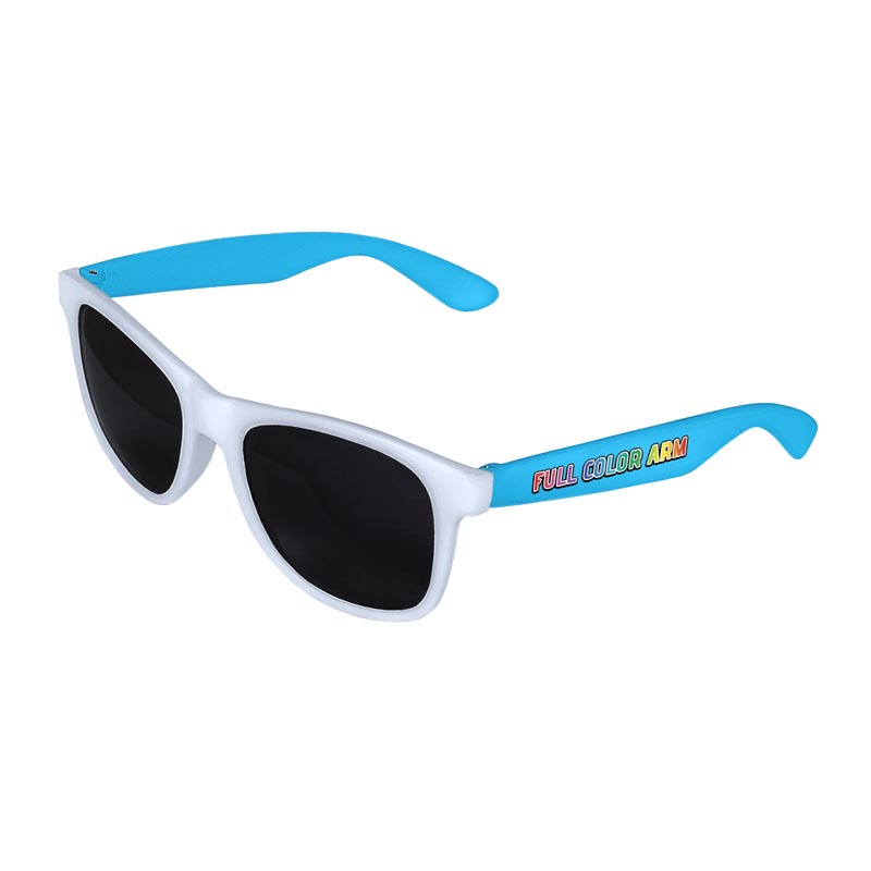 Retro 2 Tone Tinted Lens Sunglasses - White Front / Blue Arms