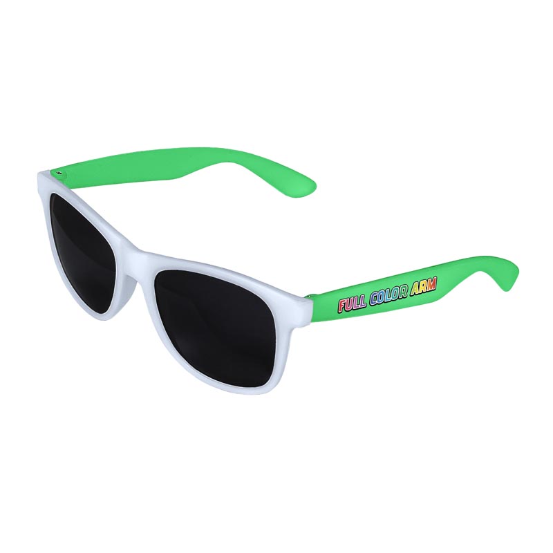 Retro 2 Tone Tinted Lens Sunglasses - White Front / Green Arms