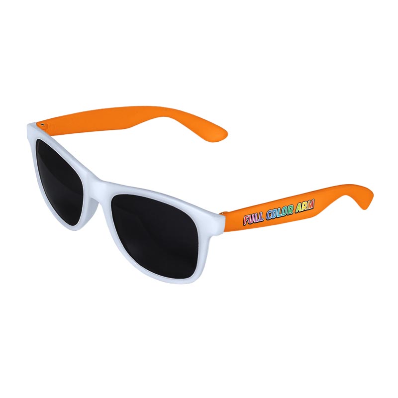 Retro 2 Tone Tinted Lens Sunglasses - White Front / Orange Arms