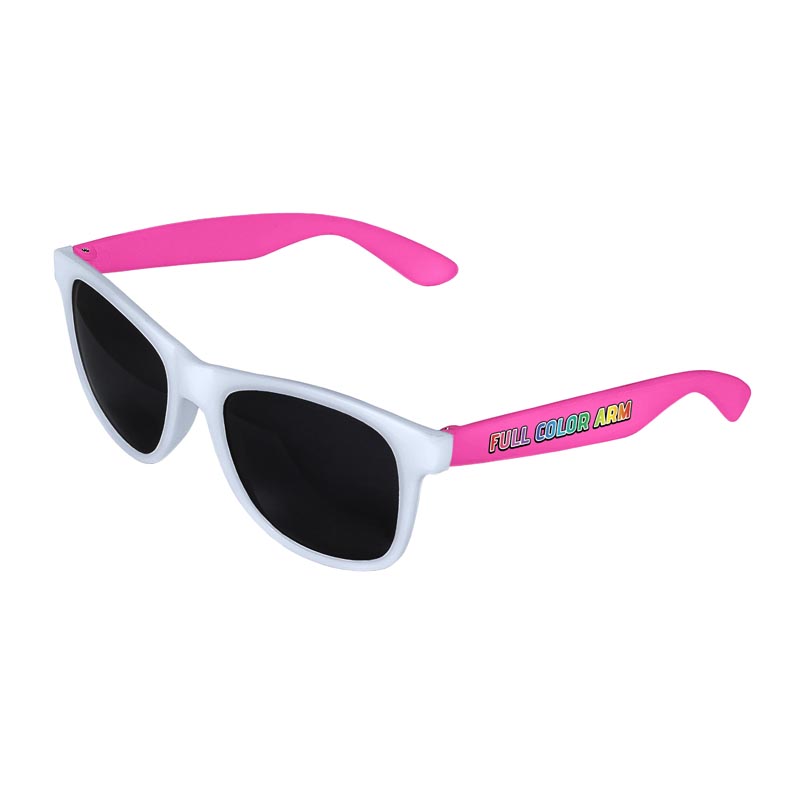 Retro 2 Tone Tinted Lens Sunglasses - White Front / Pink Arms