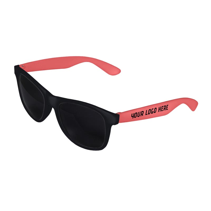 Retro 2 Tone Tinted Lens Sunglasses - Black Front / Coral Arms