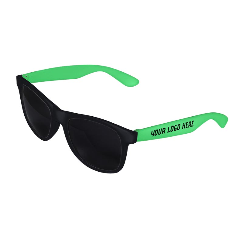 Retro 2 Tone Tinted Lens Sunglasses - Black Front / Green Arms