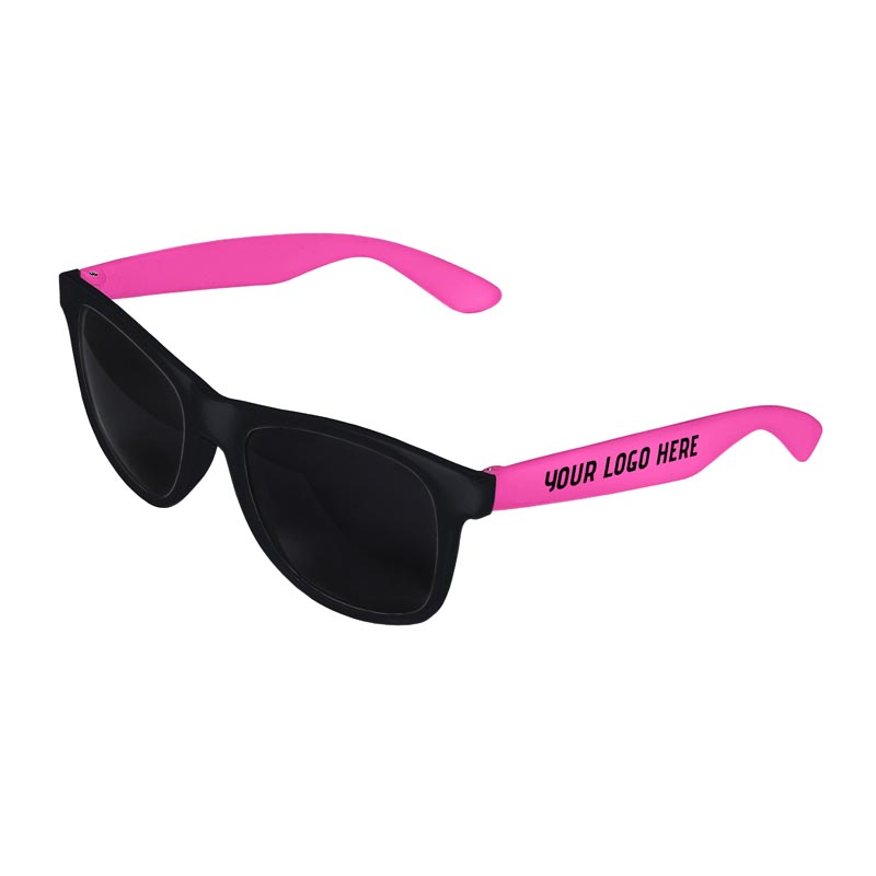 Retro 2 Tone Tinted Lens Sunglasses - Black Front / Pink Arms