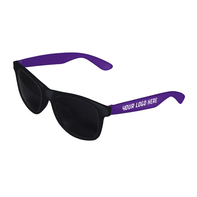 Retro 2 Tone Tinted Lens Sunglasses - Black Front / Purple Arms