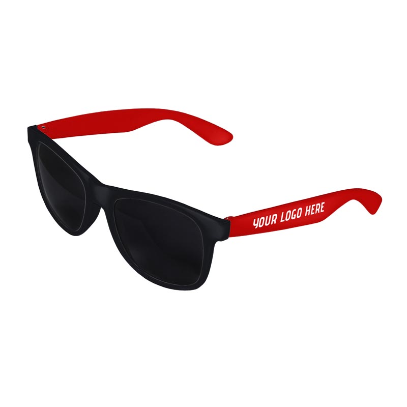 Retro 2 Tone Tinted Lens Sunglasses - Black Front / Red Arms