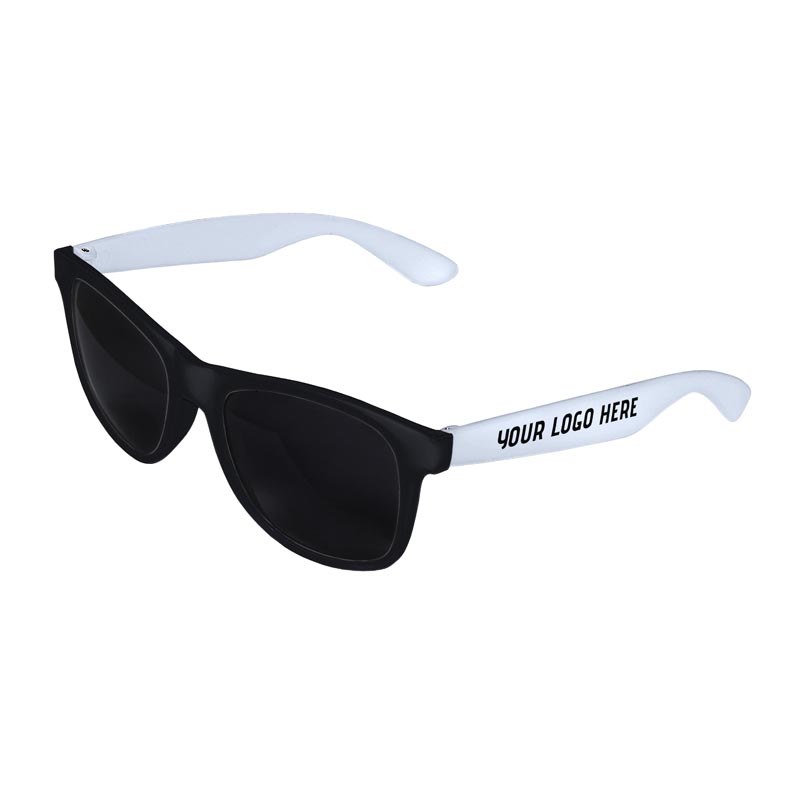 Retro 2 Tone Tinted Lens Sunglasses - Black Front / White Arms