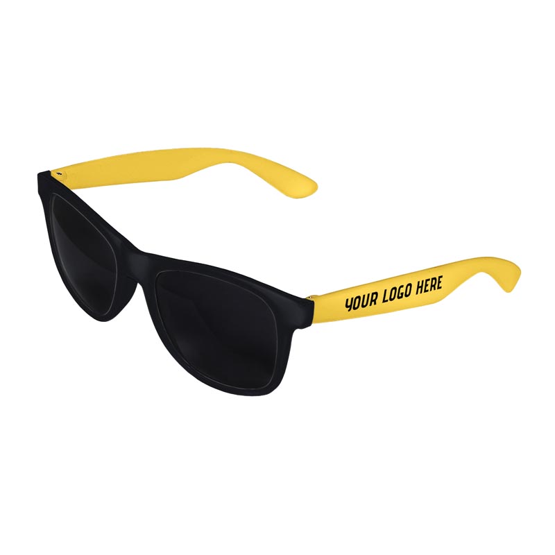 Retro 2 Tone Tinted Lens Sunglasses - Black Front / Yellow Arms