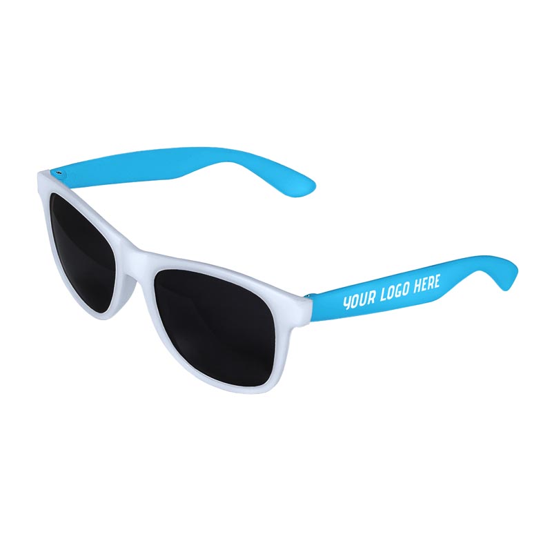 Retro 2 Tone Tinted Lens Sunglasses - White Front / Blue Arms