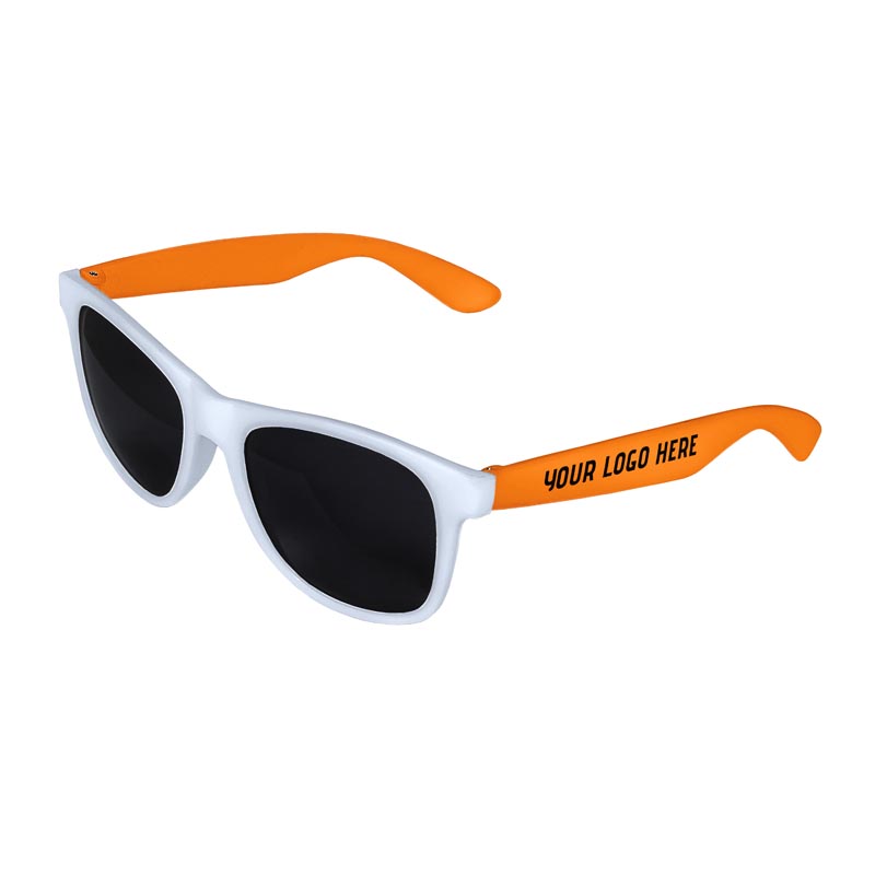 Retro 2 Tone Tinted Lens Sunglasses - White Front / Orange Arms