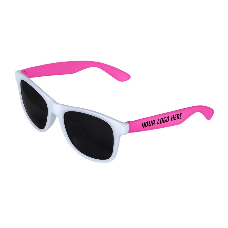 Retro 2 Tone Tinted Lens Sunglasses - White Front / Pink Arms