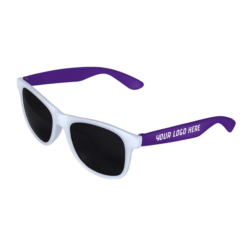 Retro 2 Tone Tinted Lens Sunglasses - White Front / Purple Arms