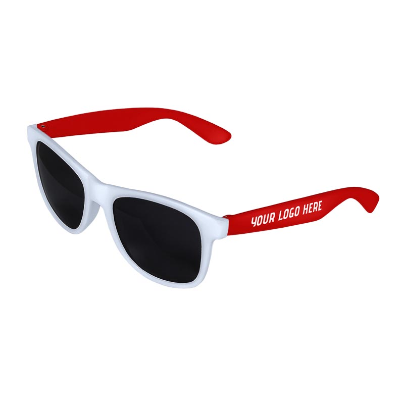 Retro 2 Tone Tinted Lens Sunglasses - White Front / Red Arms