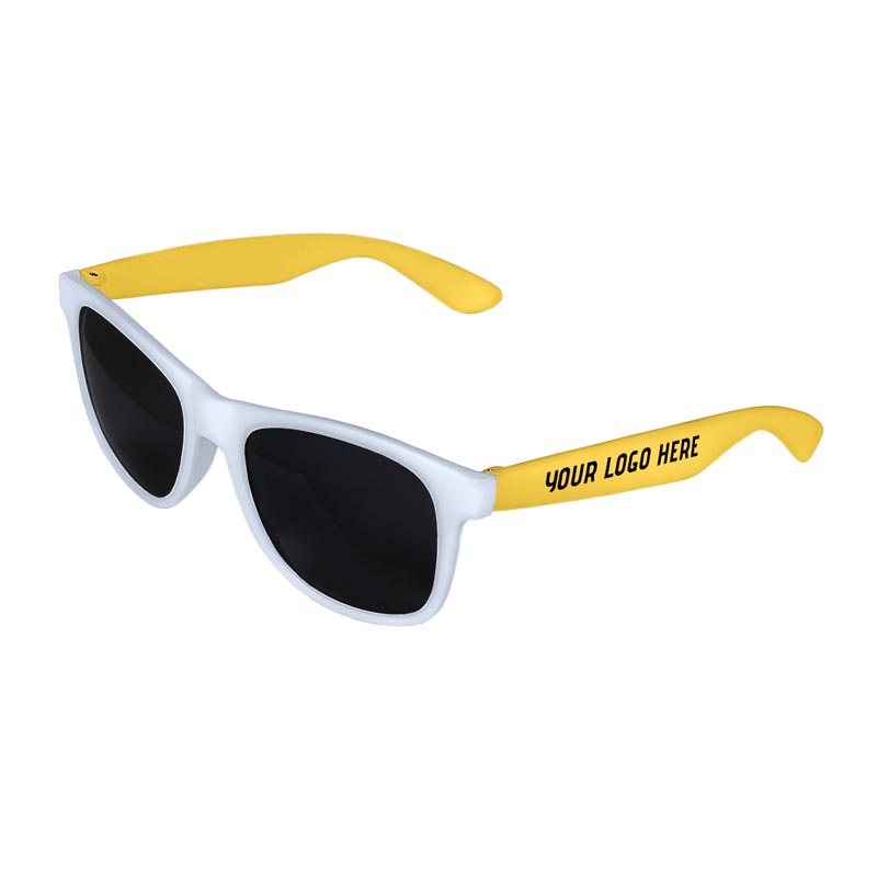 Retro 2 Tone Tinted Lens Sunglasses - White Front / Yellow Arms