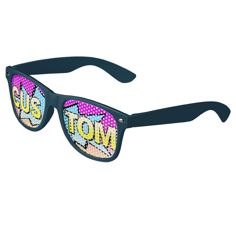 Logo Lenses Custom Printed Lenses Retro Sunglasses Teal