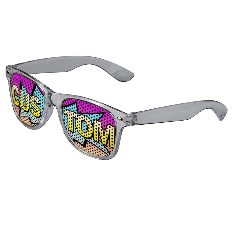 Logo Lenses Custom Printed Tinted Lenses Retro Sunglasses - Clear