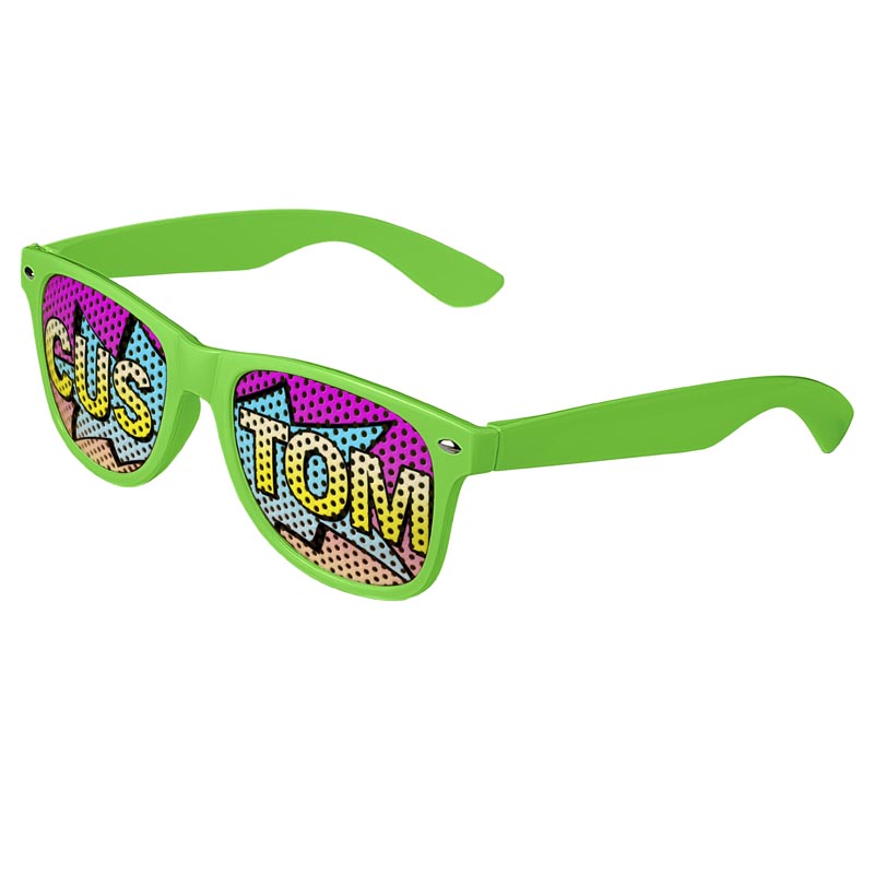 Logo Lenses Custom Printed Tinted Lenses Retro Sunglasses - Green