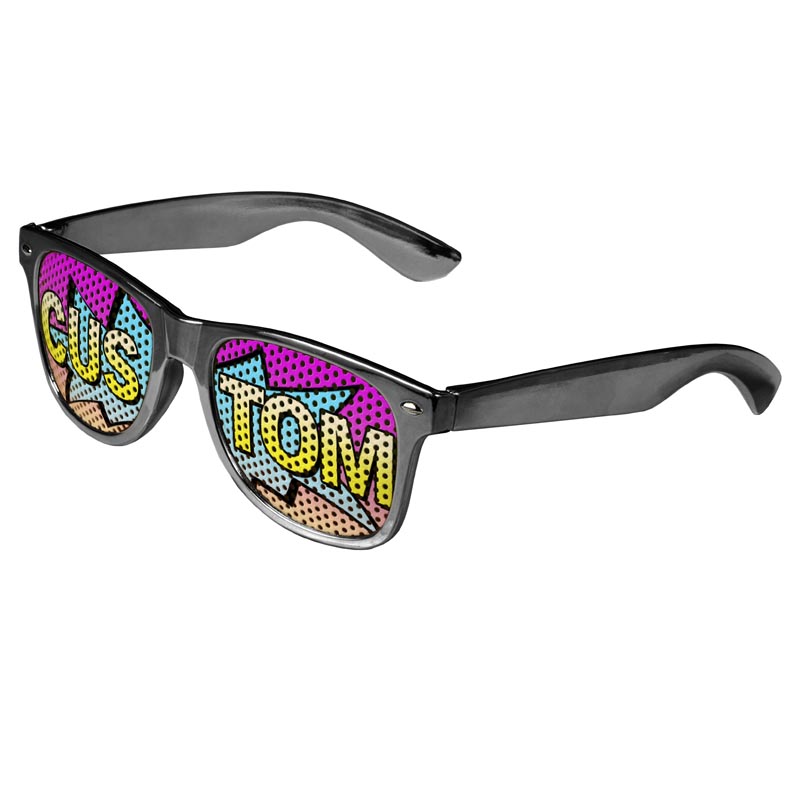 Logo Lenses Custom Printed Tinted Lenses Retro Sunglasses - Silver