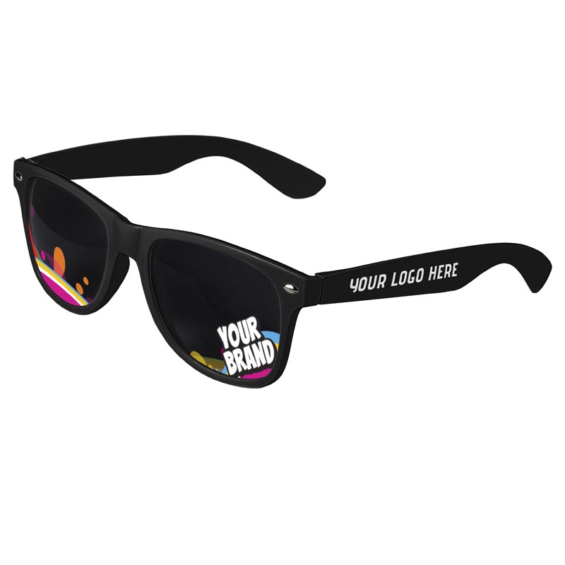 Direct-To-Lenses Custom Printed Tinted Lenses Retro Sunglasses - Black