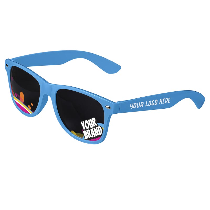 Direct-To-Lenses Custom Printed Tinted Lenses Retro Sunglasses - Blue