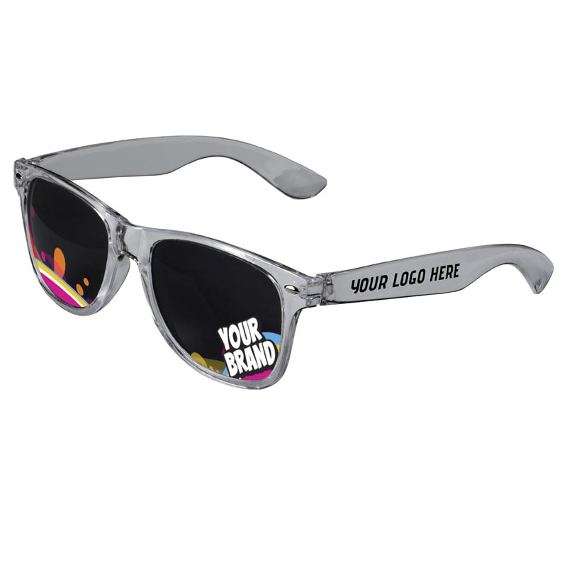 Direct-To-Lenses Custom Printed Tinted Lenses Retro Sunglasses - Clear