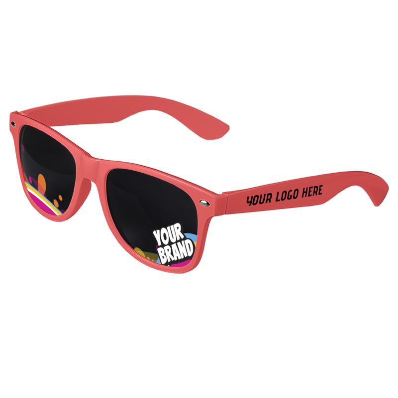 Direct-To-Lenses Custom Printed Tinted Lenses Retro Sunglasses - Coral