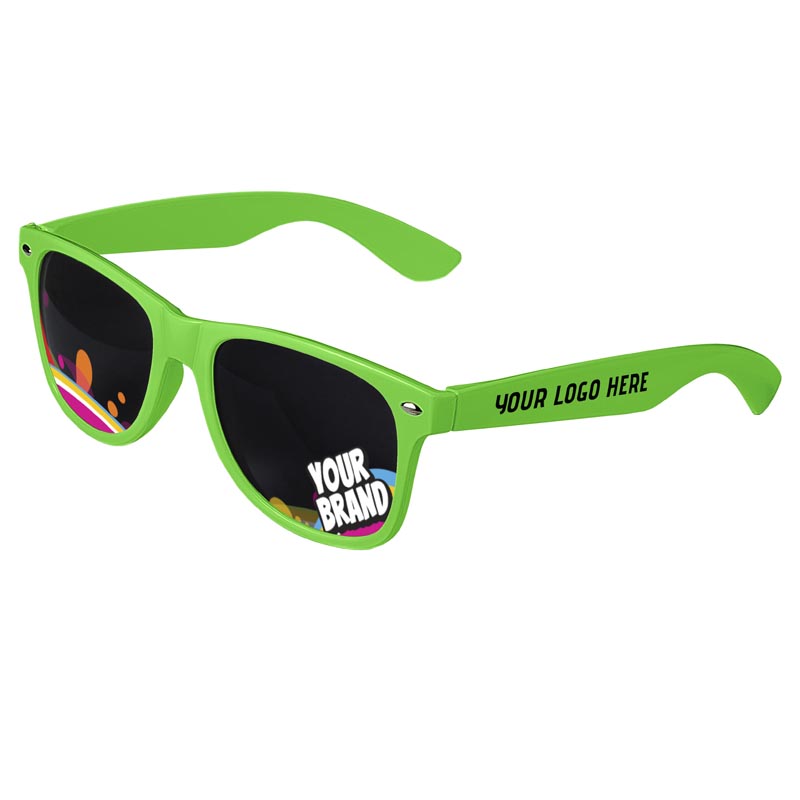 Direct-To-Lenses Custom Printed Tinted Lenses Retro Sunglasses - Green