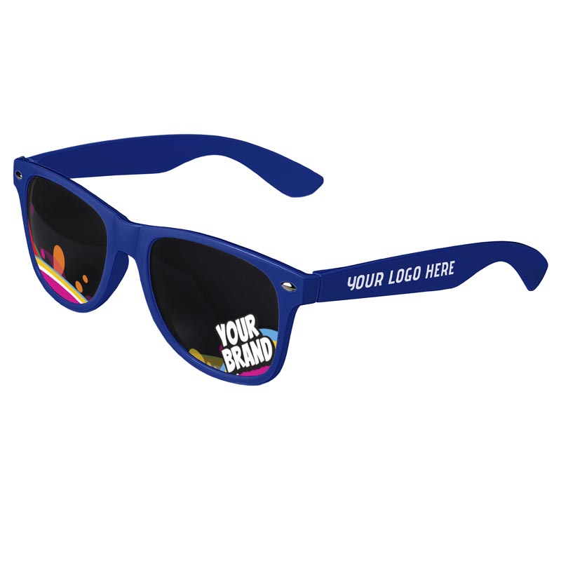 Direct-To-Lenses Custom Printed Tinted Lenses Retro Sunglasses - Royal-Blue