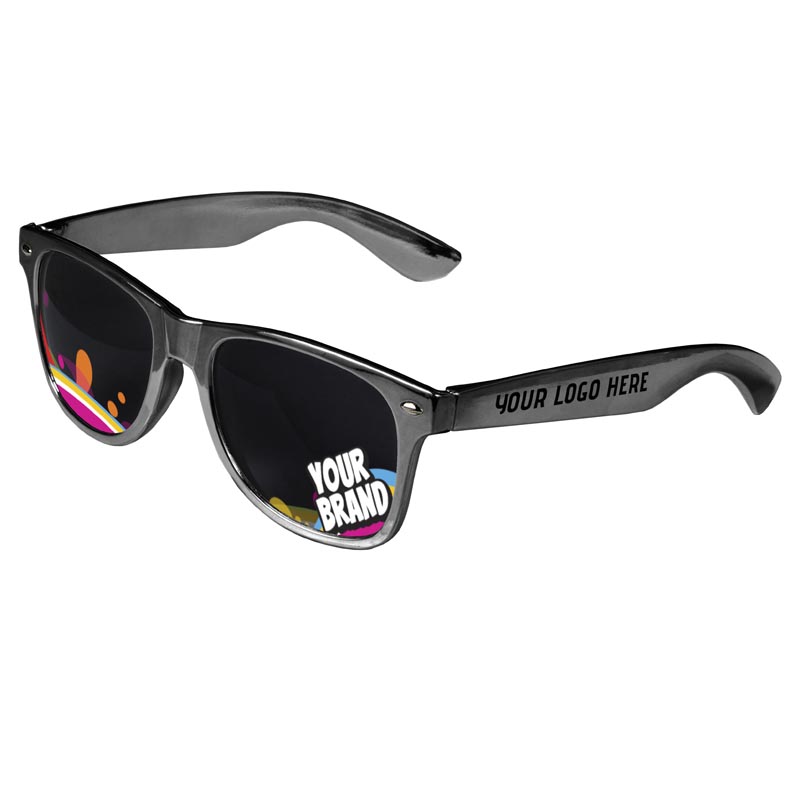 Direct-To-Lenses Custom Printed Tinted Lenses Retro Sunglasses - Silver