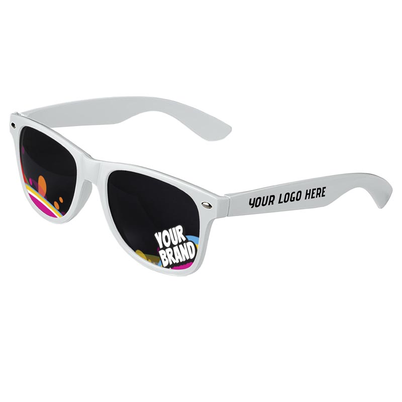 Direct-To-Lenses Custom Printed Tinted Lenses Retro Sunglasses - White