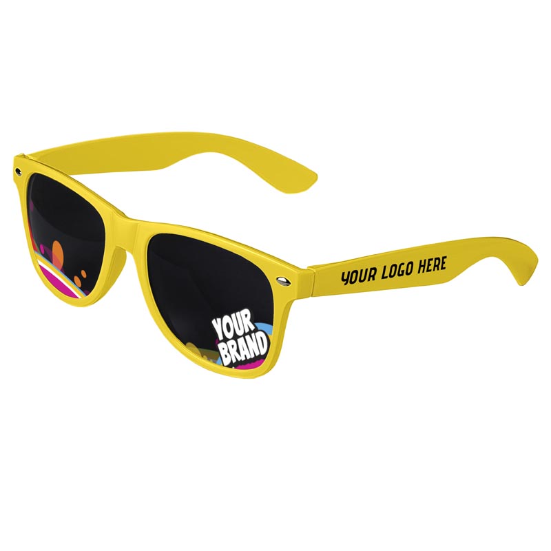 Direct-To-Lenses Custom Printed Tinted Lenses Retro Sunglasses - Yellow